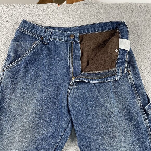 Wrangler Thermal Carpenter Jeans Mens 32x32 9FLWST Denim Workwear - Picture 3 of 9